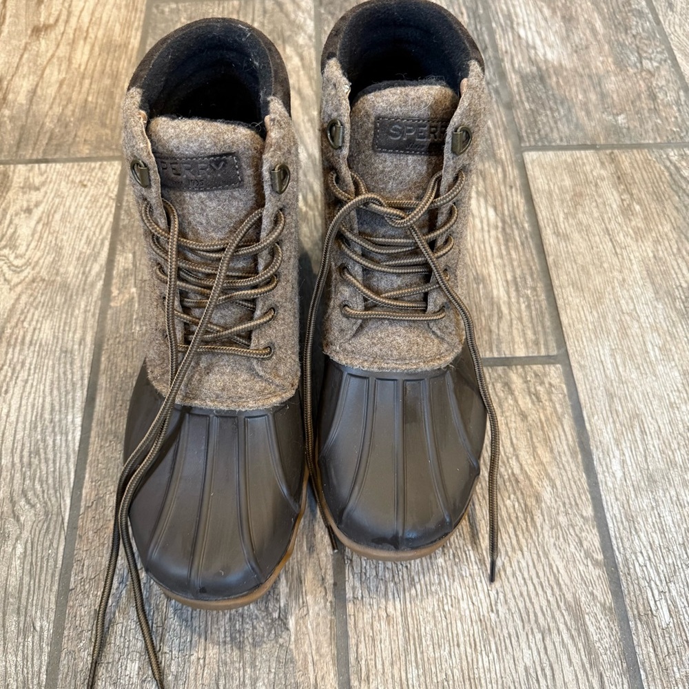 Sperry Brown and Gray Duck Boots